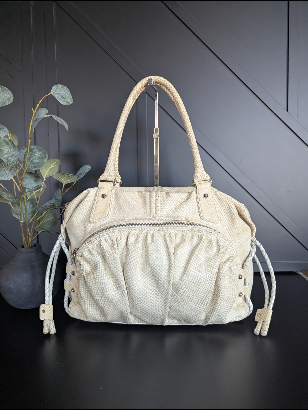 Botkier Cream Braided-Handle Shoulder Tote